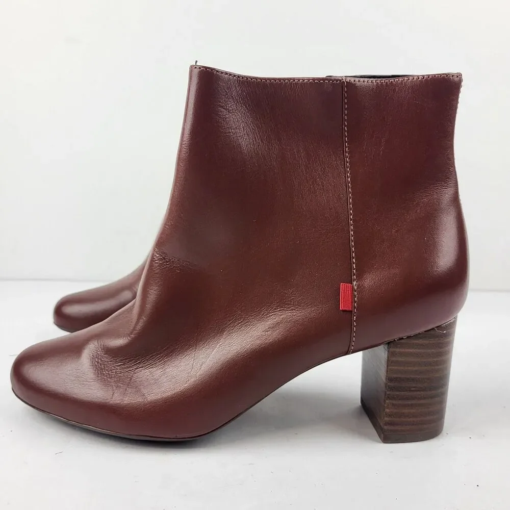 Marc Joseph New York Charles St Leather Ankle Bootie Reddish Brown Size 9